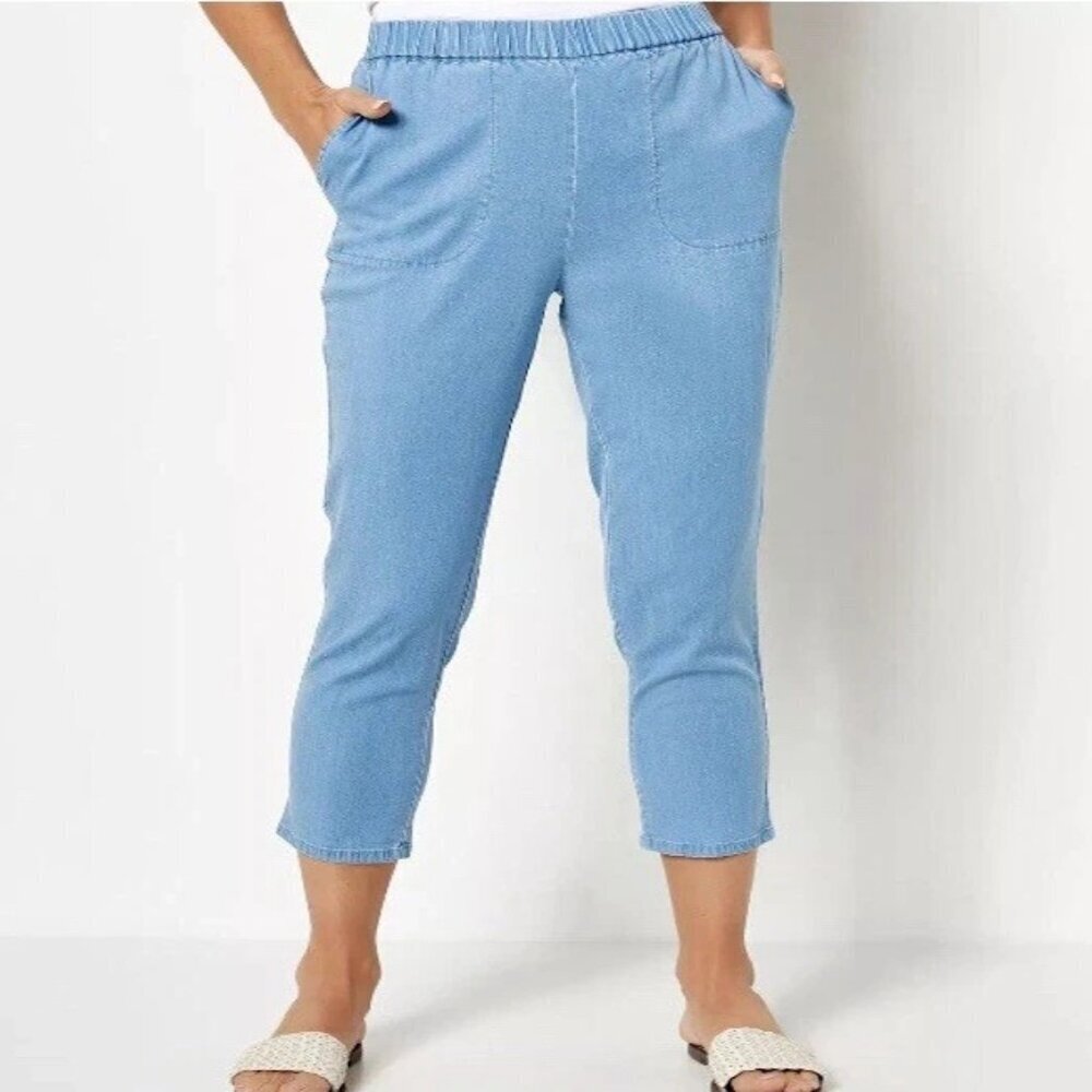NWT New J Jason Wu Tencel Pull-On Chambray Pants A493533 Size 5X Petite